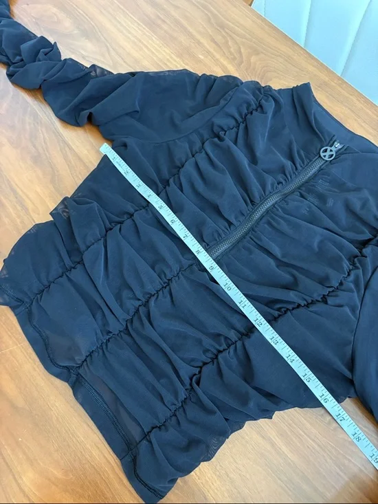 Savage x Fenty RUCHE HOUR LONG-SLEEVE ZIP TOP Sheer Size XL - Picture 11 of 11